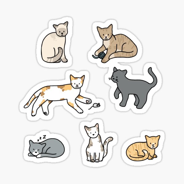 Cute Calico Cat and Mouse Stickers Cat Sticker Cute Stickers