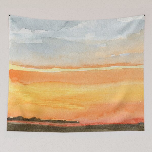Item preview, Orange Sunset - Watercolor Landscape designed and sold by aliciahayesart.