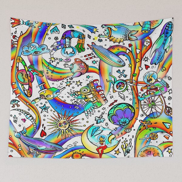 Item preview, Crazy Space Ship Universe White background designed and sold by RaianasHome.