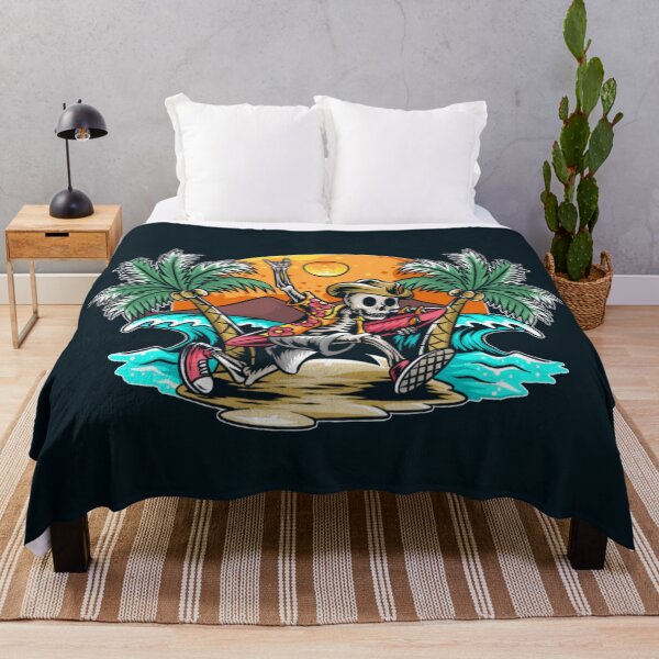 Item preview, A Skeleton Running with a Surfboard to Beach Enjoying the Holiday Vacation Summer designed and sold by WearWolfDesigns.