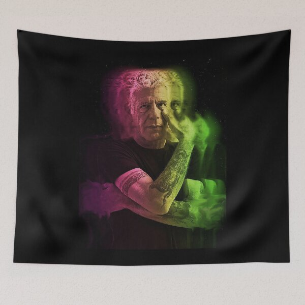 Item preview, Anthony Bourdain 3D Synthwave Smoke designed and sold by PickleBearLove.