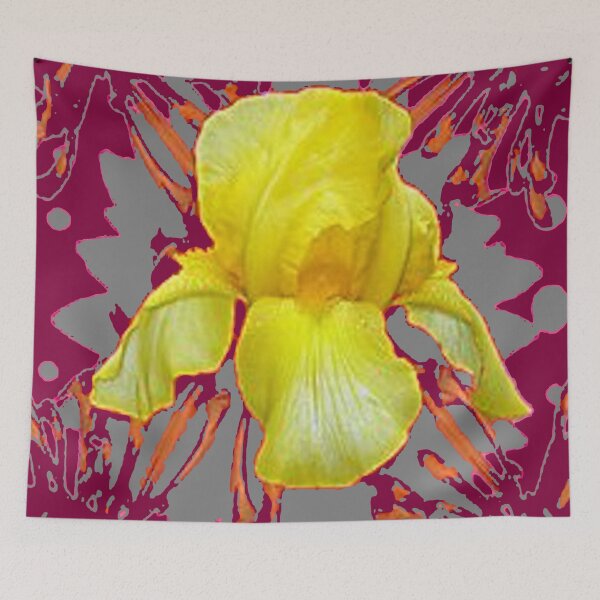 Item preview, YELLOW IRIS FLORAL GREY PATTERN ABSTRACT designed and sold by sharlesart.