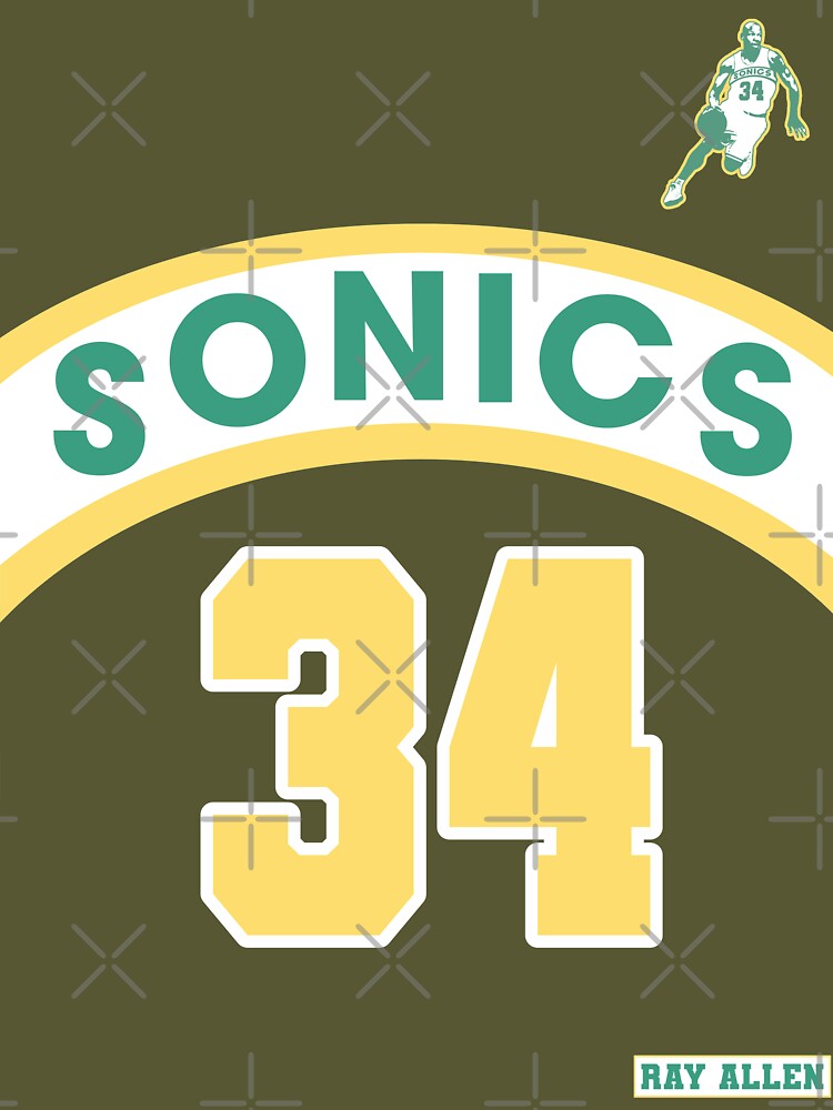 Ray Allen Retro Supersonics Jersey 90s Style Fan Art Essential T-Shirt for  Sale by acquiesce13