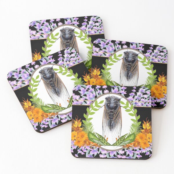 Item preview, Cicada Colorful Flower & Leaves Frame Design designed and sold by EarthArtDesigns.