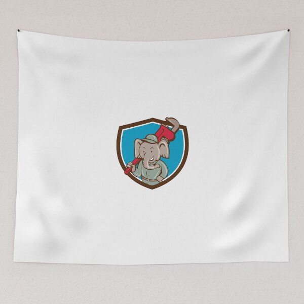 Item preview, Elephant Plumber Monkey Wrench Crest Cartoon designed and sold by patrimonio.