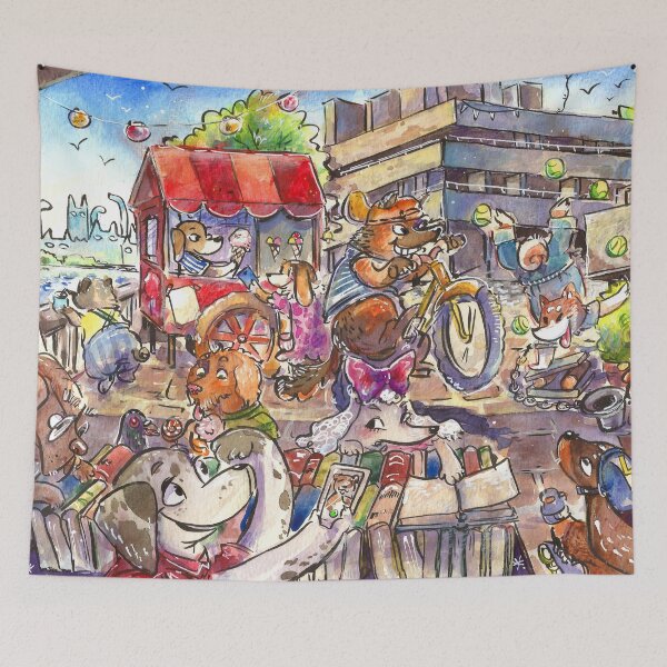 Item preview, Dogs at Southbank Puzzle designed and sold by LaharaIllustra.