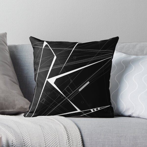 white Abstract Geometric and perspective Throw Pillow