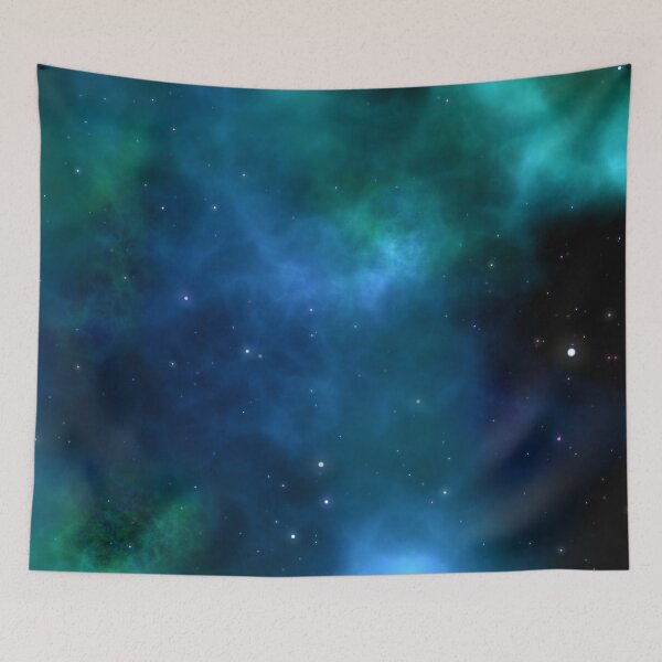 Item preview, Blue and Green trendy tie dye galaxy, dark starry black tapestry, trendy home decor art, wall designed and sold by August-E.