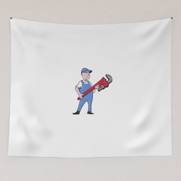 Item preview, Mechanic Cradling Pipe Wrench Cartoon designed and sold by patrimonio.