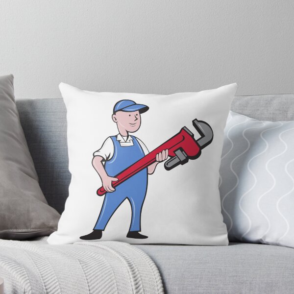 Item preview, Mechanic Cradling Pipe Wrench Cartoon designed and sold by patrimonio.