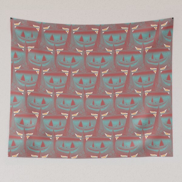 Item preview, Blue-Red Halloween Pumpkins Pattern designed and sold by syfufi.