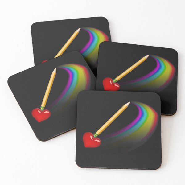 Artikelvorschau, Bleistift Morphing Regenbogen mit einem Herzradierer entworfen und verkauft von GeoTeasters.