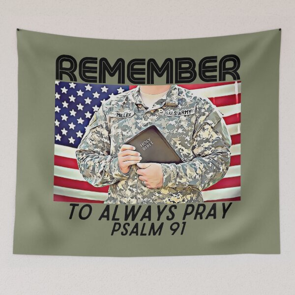 Item preview, REMEMBER Pray Psalm 91| Prayer Power | Patriot | Military Service | USA FLAG | black text designed and sold by Mind-Your-Life.