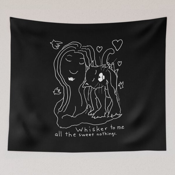 Item preview, Whisker To Me  black and white cat drawing for dark background designed and sold by davidscohen.