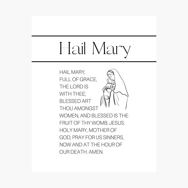 "Hail Mary Prayer Catholic Artwork " Photographic Print for Sale by