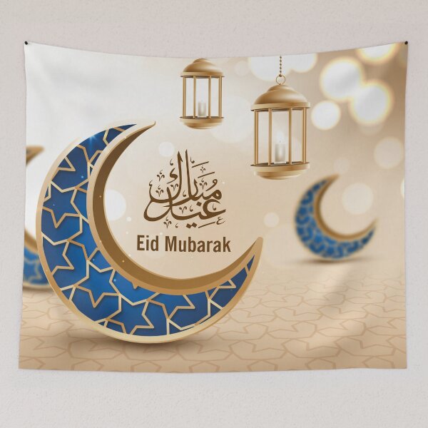 Artikelvorschau, Eid Mubarak Wandteppich, Eid Banner entworfen und verkauft von slkprint.