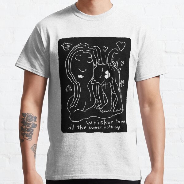 Whisker To Me black and white cat drawing for light background Classic T-Shirt