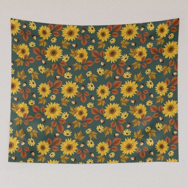 Item preview, Autumn Maple and Sunflower Pattern, Sunflower Seamless Pattern, Sunflower Pattern Design designed and sold by graphic-genie.