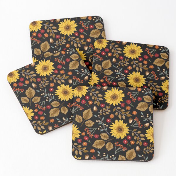 Item preview, Autumn Maple leaves, sunflowers, flowers ditsy Pattern, Sunflower Seamless Pattern, Sunflower Pattern Design designed and sold by graphic-genie.