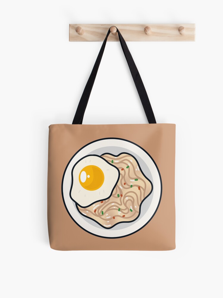 Mini Fried Eggs Print Bucket Bag, Cute Canvas Shoulder Bag