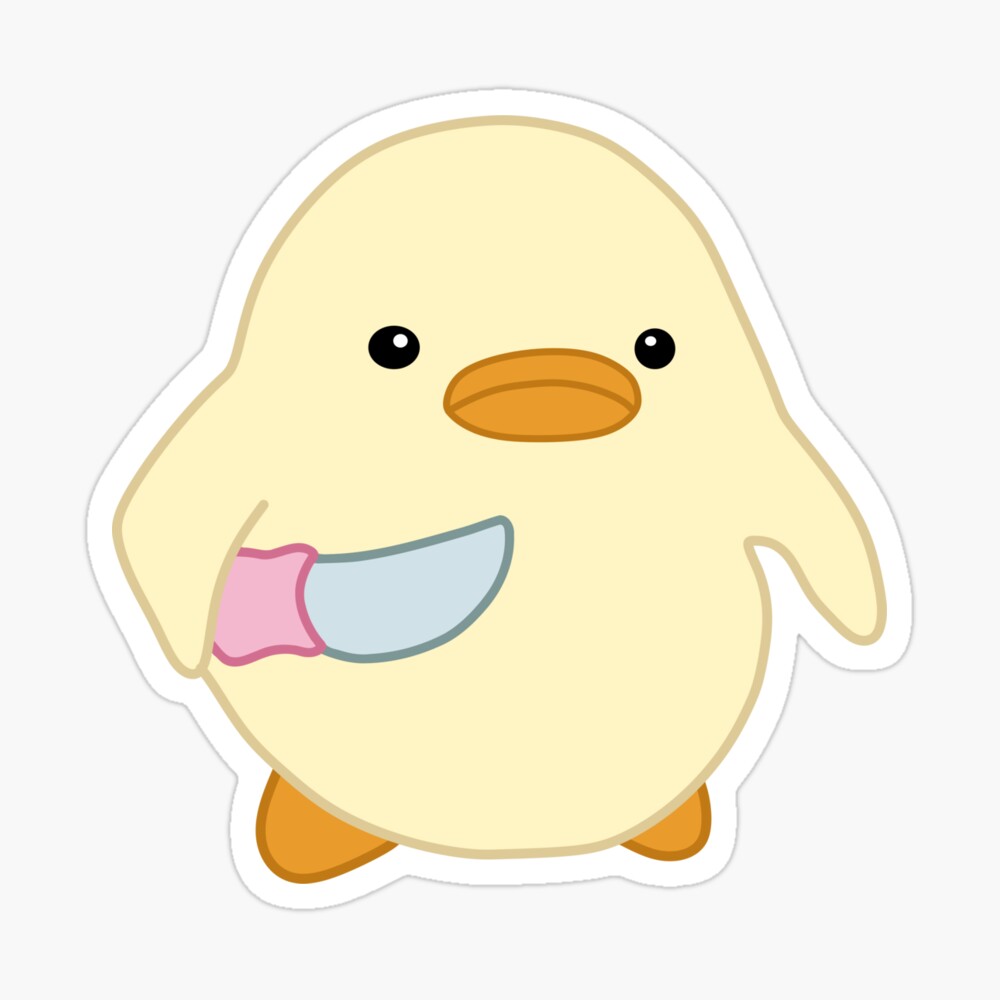 Duck You Cute Duck With Knife Meme Chicken Gift Sticker ...