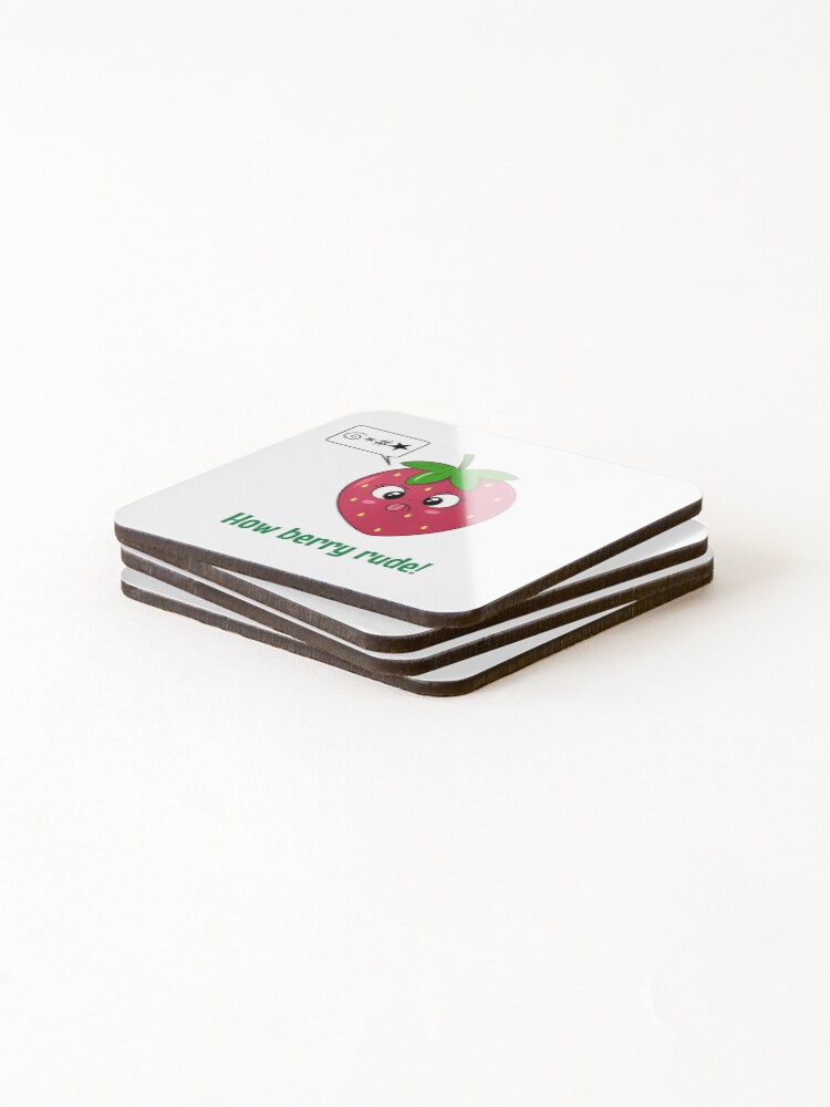 Thumbnail 4 of 5, Coasters (Set of 4), How Berry Rude! designed and sold by FizzyVee.