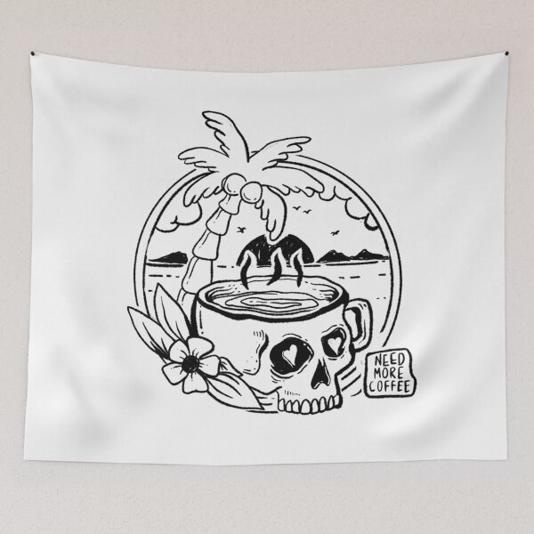 Item preview, NEED MORE COFFEE SKULL COCONUT ISLAND POCKET PRINT designed and sold by aydapadi.