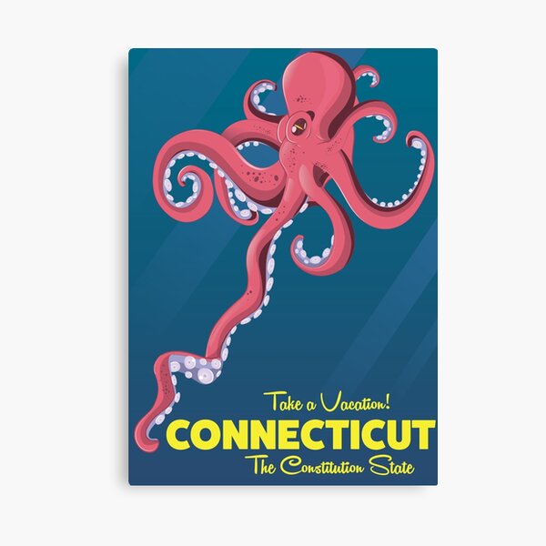 Connecticut USA Octopus vintage travel poster Canvas Print