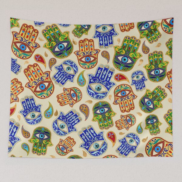 Item preview, Hamsa Hand - Hand of Fatima colorful pattern designed and sold by k9printart.