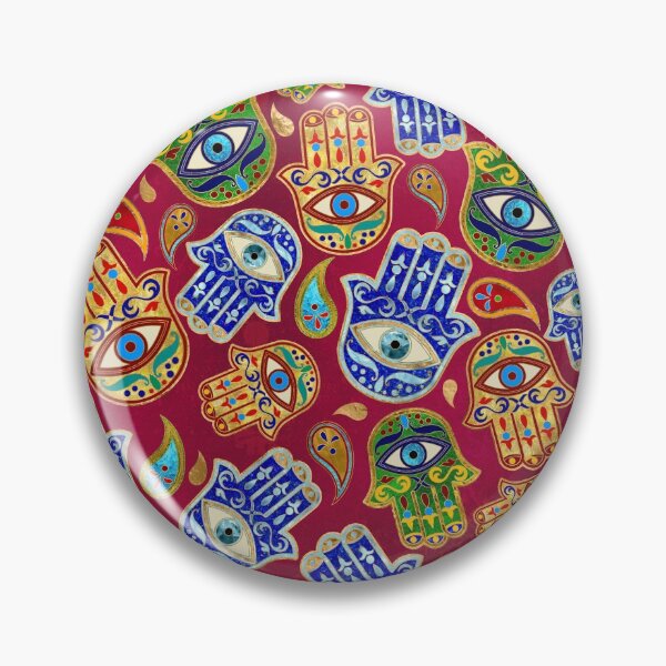 Item preview, Hamsa Hand - Hand of Fatima colorful pattern designed and sold by k9printart.
