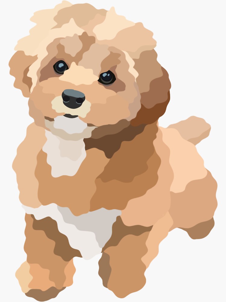 "Shihpoo Dog Portrait Digital Illustration" Sticker for Sale by ...