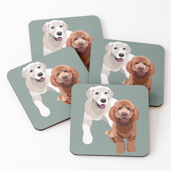 Item preview, Golden Retriever and Cavadoodle Dog Portrait Digital Illustration designed and sold by sherylwylie.