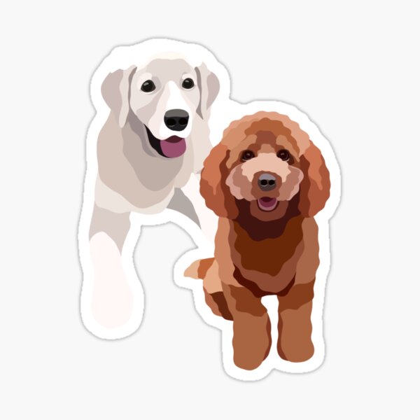 Item preview, Golden Retriever and Cavadoodle Dog Portrait Digital Illustration designed and sold by sherylwylie.