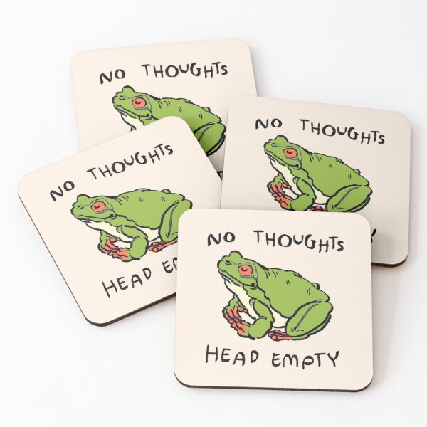 Item preview, I draw green tree frog with red eyes chilling relaxing / no thoughts head empty text designed and sold by RansRoom.