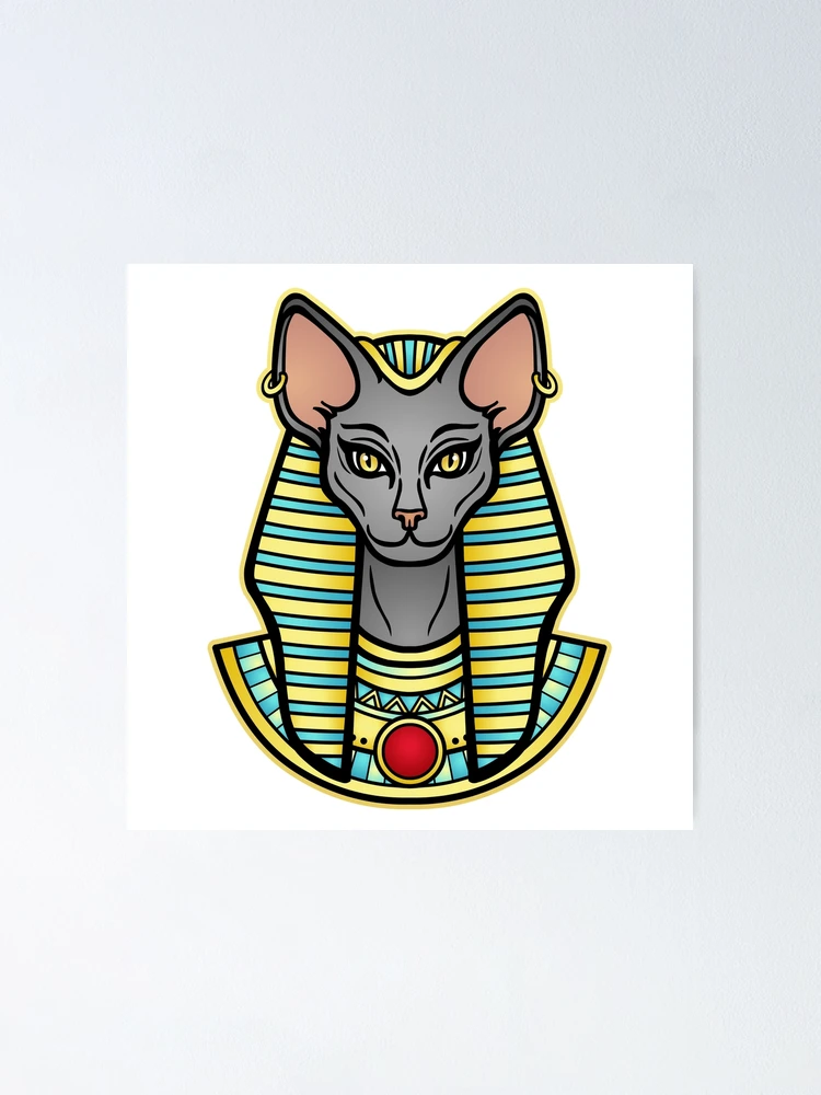 エジプト ビンテージポスター 猫 Bastet Cat by M. Azmy Bast Bastet Egyptian Cat Goddess Print Feline Mythology Sun