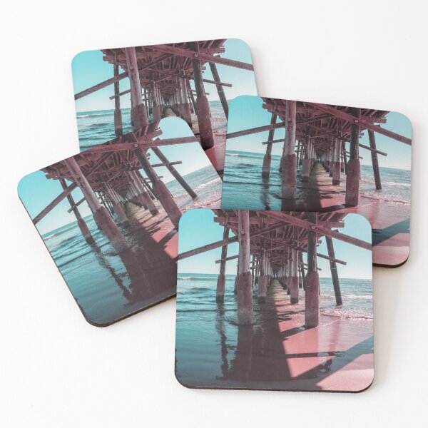 Item preview, Silky Light and Shadow in Mint Green and Pink - Californian Cool Under the Newport Beach Pier designed and sold by Georgia Mizuleva.