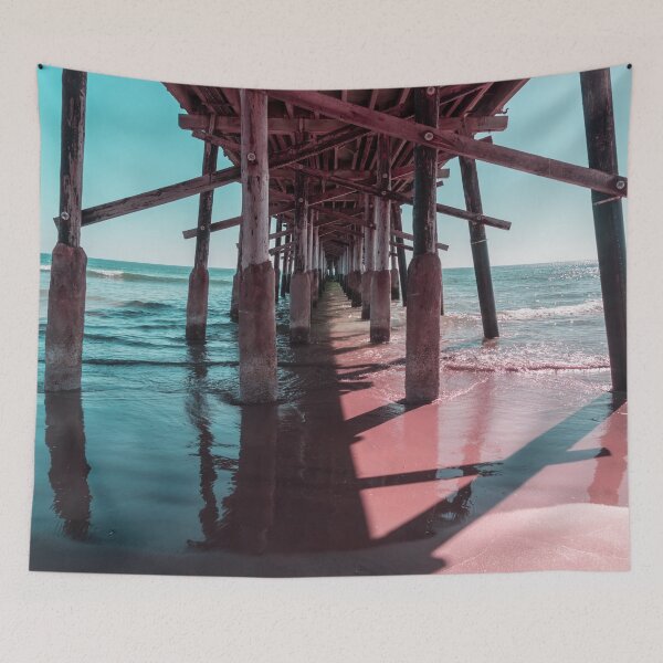 Item preview, Silky Light and Shadow in Mint Green and Pink - Californian Cool Under the Newport Beach Pier designed and sold by Georgia Mizuleva.