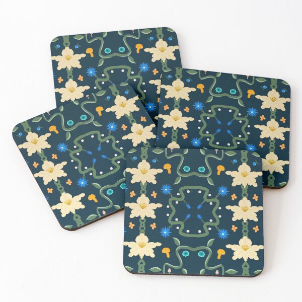 Item preview, Midnight folk flowers designed and sold by MorvernDesigns.