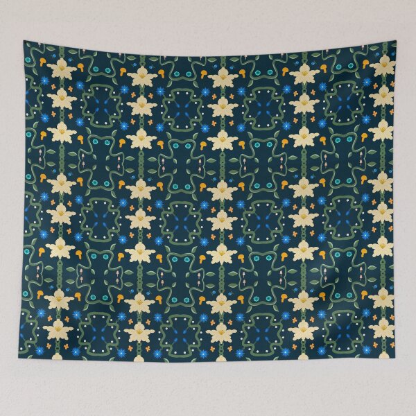 Item preview, Midnight folk flowers designed and sold by MorvernDesigns.