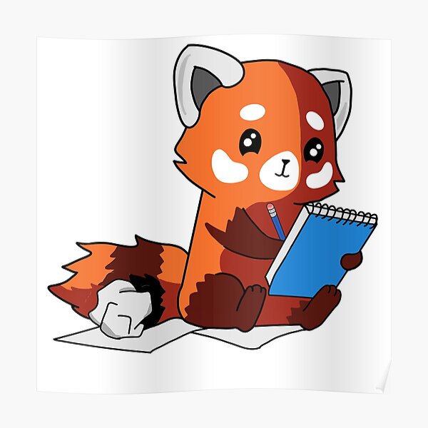 Red Panda Drawing Poster For Sale By Xlesserpandax Redbubble