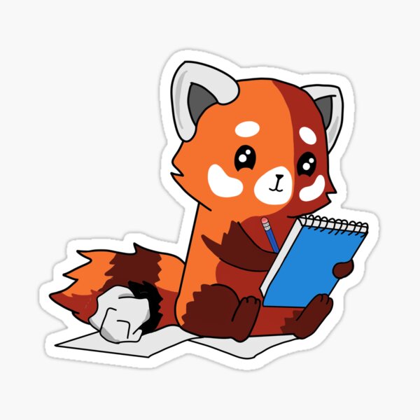 Red Panda Cute Pack Cartoon Illustration Sticker For Sale By Yarafantasyart Redbubble