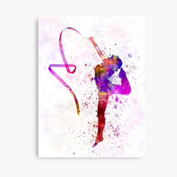 Rhythmic gymnastics hoop watercolor art, abstract painting. sport