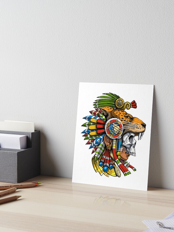 Aztec Warrior Skull Mask Native Indian Mexican Art Print by