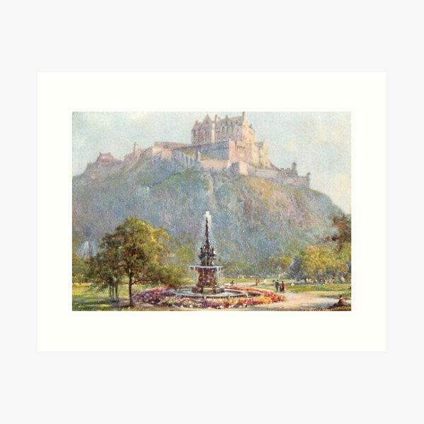 Item preview, Vintage Illustration of Edinburgh Castle & Ross Fountain, Edinburgh designed and sold by yourscotland.