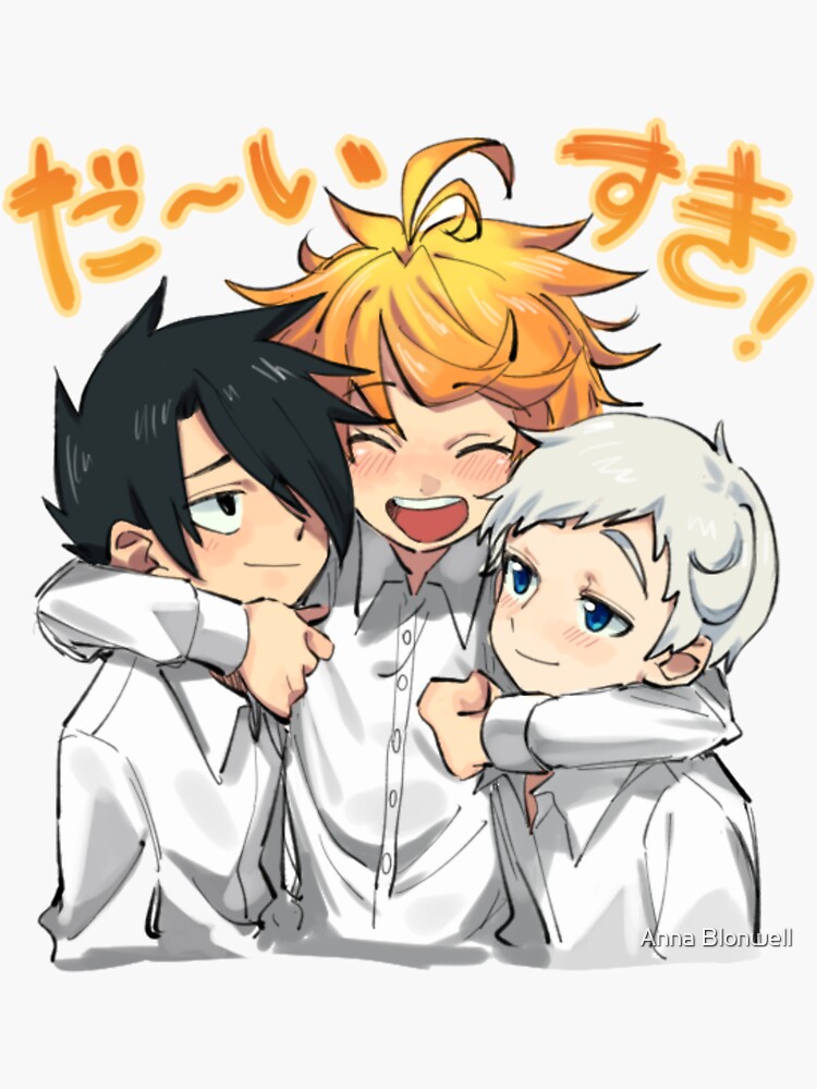 The Promised Neverland Cute Ray Emma And Norman Sticker By