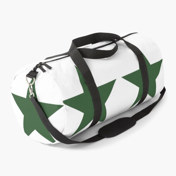 Large PINE GREEN and WHITE STARS Duffle Bag