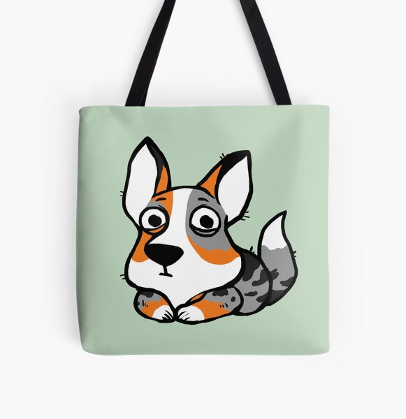 Looking Corgi (Welsh Corgi Cardigan Blue Merle) Allover-Print Tote Bag
