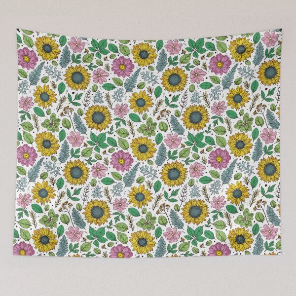 Item preview, Sunflower Pattern with flowers, leaves and grass, Sunflower Seamless Pattern, Sunflower Pattern Design designed and sold by graphic-genie.