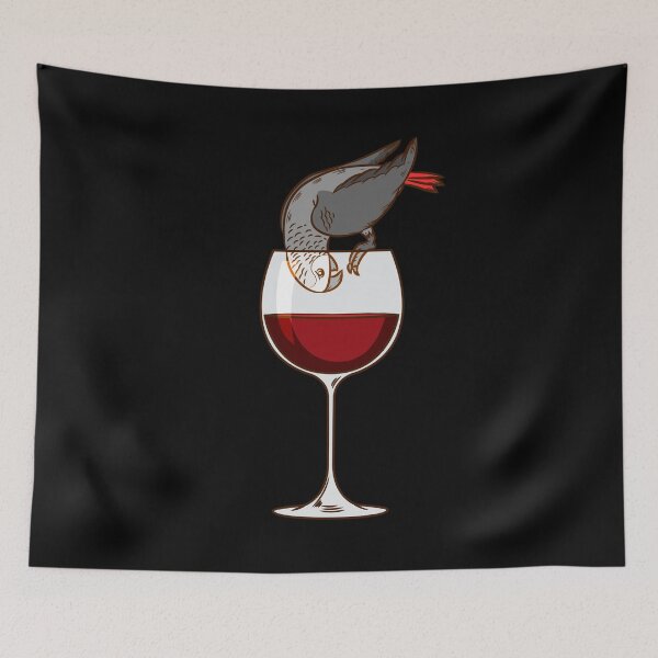 Item preview, African Grey Parrot Gift Red Wine Drinker Bird Parrot designed and sold by DSWShirts.