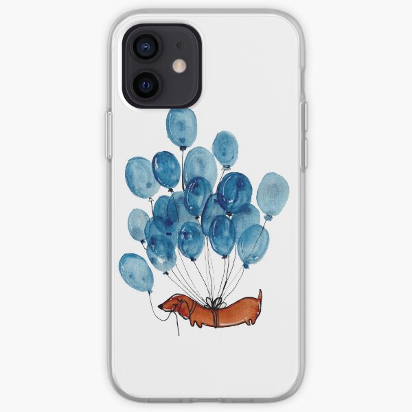 Perro Dachshund y globos Funda blanda para iPhone